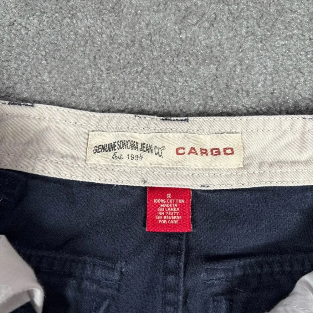 Vintage Sonoma Cargo Pants Youth Boys 8 Blue‎ Twill Wide Leg Baggy Utility Y2K
